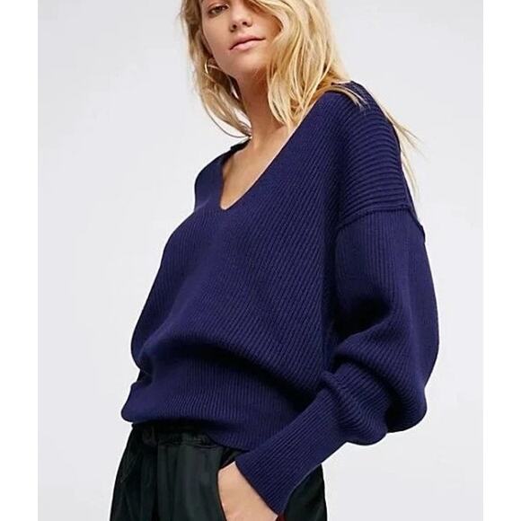 Free People Allure Knit Sweater Slouchy Boho Ribbed Size M Casual Chic Pullover - Picture 1 of 9
